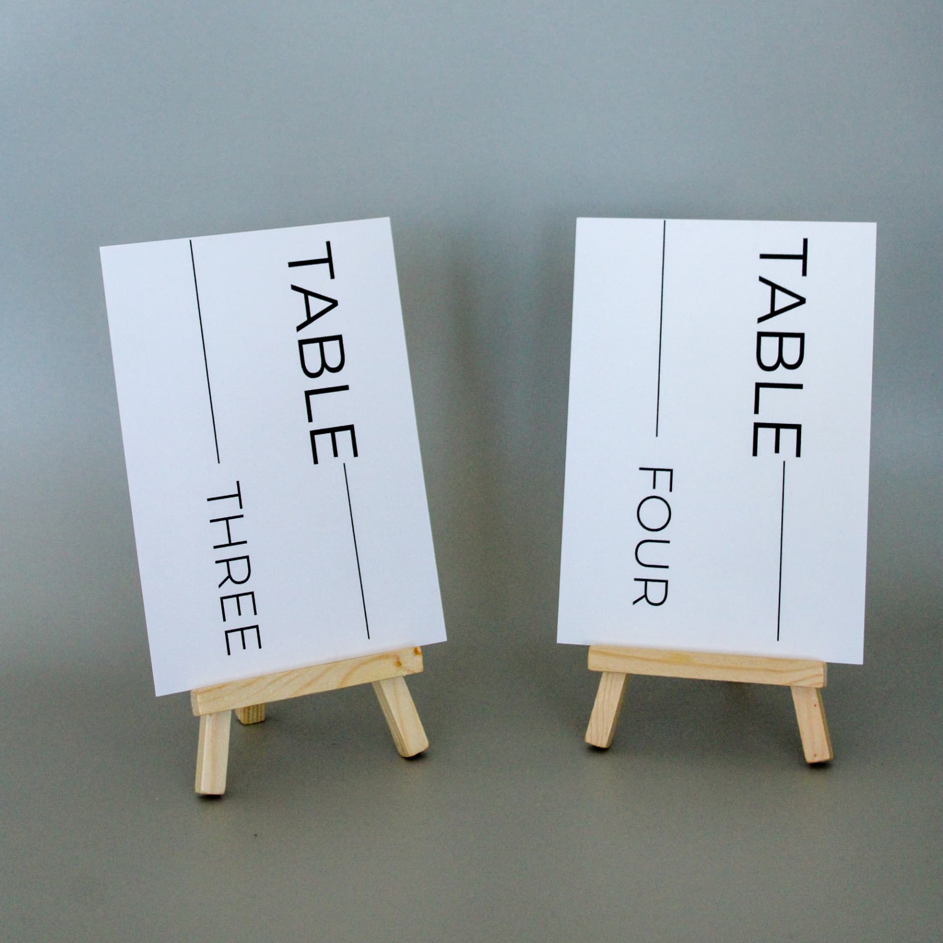 Table Number Cards